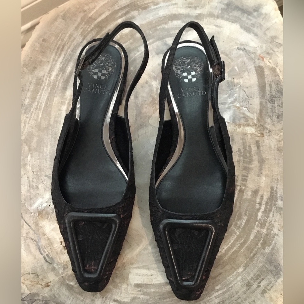 Vince Camuto Posh Black Slingback Heels Wm 7M